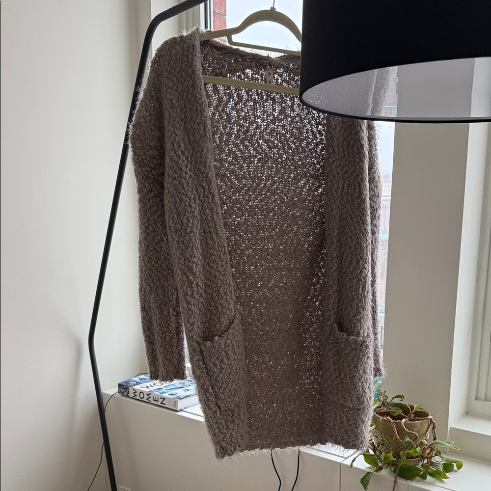 Wishlist Taupe Open-Front Cardigan